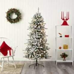 6ft Nearly Natural Pre-Lit LED Flocked Livingston Fir with Pinecones Artificial Christmas Tree Clear Lights -Northlight Christmas Store GUEST e9393413 1ec5 46f2 9af4 0b5050405bda
