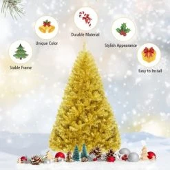 Tangkula Artificial Tinsel Christmas Tree Hinged Decoration Tree Champagne Gold -Northlight Christmas Store GUEST e9967ae4 789a 4fd9 a4ca 34c84c4095ec