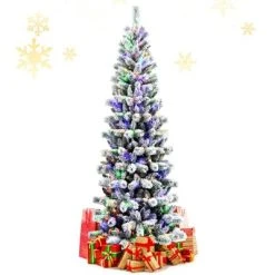 Tangkula Pre-lit Snow Flocked Christmas Pine Tree, Hinged Artificial Xmas Tree W/ Remote-controlled Multi-Color Lights -Northlight Christmas Store GUEST eaa78609 2ed2 4257 b440 b5a1056a3fb2