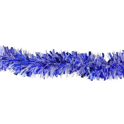 Northlight 12' x 3.5" Unlit Blue/Silver Wide Cut Tinsel Christmas Garland 3 Northlight 12' x 3.5" Unlit Blue/Silver Wide Cut Tinsel Christmas Garland