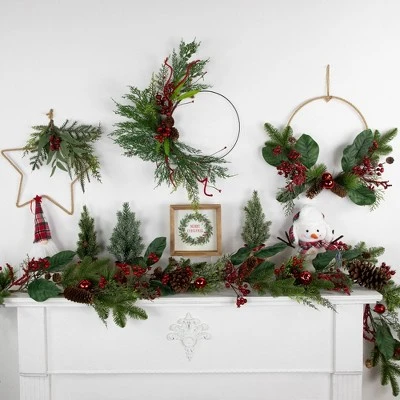 Northlight 6' Green and Red Pinecones and Berries Artificial Christmas Garland- Unlit 4 Northlight 6' Green and Red Pinecones and Berries Artificial Christmas Garland- Unlit - Image 2