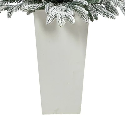 Nearly Natural 44-in Flocked Manchester Spruce Artificial Christmas Tree with 50 Lights and 133 Bendable Branches in White Planter 7 Nearly Natural 44-in Flocked Manchester Spruce Artificial Christmas Tree with 50 Lights and 133 Bendable Branches in White Planter - Image 5