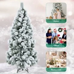 Costway 5ft/6ft/7ft Snow Flocked Hinged Artificial Slim Christmas Tree with Pine Needles -Northlight Christmas Store GUEST ed21b4db 8fc7 40e2 b7a3 22a2b8ceab04