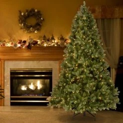 National Tree Company 6 ft Pre-Lit 'Feel Real' Artificial Full Downswept Christmas Tree, Green, Douglas Fir, White Lights, Includes Stand
