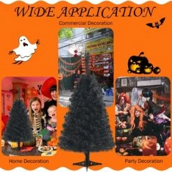 Tangkula 3 Ft Black Artificial Tree Unlit Halloween and Christmas Decoration Tree Compact Festival Party Supplies -Northlight Christmas Store GUEST ed996c11 ae25 4ef8 b743 c792d18d833e