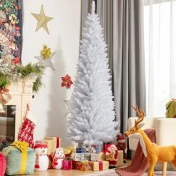 Costway 7ft Unlit Artificial Slim Christmas Pencil Tree w/ Metal Stand White -Northlight Christmas Store GUEST ee086e26 9ce2 4187 8f16 ae44b9b3cb1a