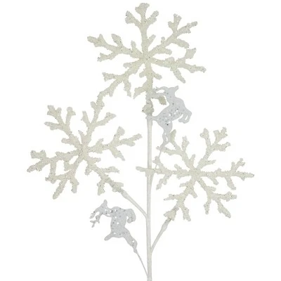 Northlight 28.5" Glittered White Snowflake and Reindeer Christmas Spray 4 Northlight 28.5" Glittered White Snowflake and Reindeer Christmas Spray - Image 2