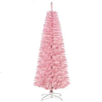 HOMCOM Tall Unlit Slim Douglas Fir Artificial Christmas Tree with Realistic Branches with Tips, Pink 10 HOMCOM Tall Unlit Slim Douglas Fir Artificial Christmas Tree with Realistic Branches with Tips, Pink - Image 8