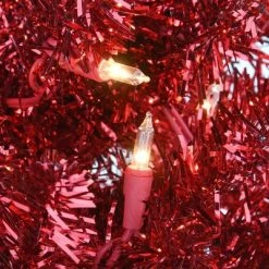 National Tree Company 6 ft Pre-Lit Artificial Christmas Tree, Red Tinsel, White Lights, Includes Stand -Northlight Christmas Store GUEST eebdef74 da15 4fb2 8f85 585c01acf025