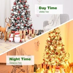 Costway 6ft/7.5ft/9ft Pre-Lit Premium Snow Flocked Hinged Artificial Christmas Tree with 250 Lights/450 Light/550 Lights -Northlight Christmas Store GUEST ef3c7ea4 95e6 4ef0 b601 1008c7de91f1