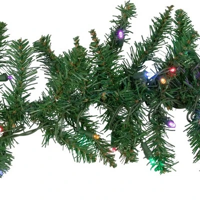 Northlight 9' x 12" Pre-Lit Winona Fir Artificial Christmas Garland, Multi LED Lights 6 Northlight 9' x 12" Pre-Lit Winona Fir Artificial Christmas Garland, Multi LED Lights - Image 4