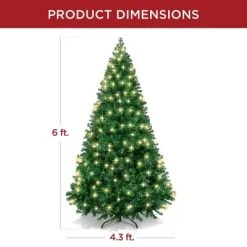 Best Choice Products 6ft Pre-Lit Premium Hinged Artificial Christmas Pine Tree w/ 1,000 Tips, 250 LED Lights, Metal Base -Northlight Christmas Store GUEST f14ec71d 1810 45c3 8537 41791d009c44