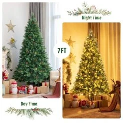 Costway 7ft Pre-lit Hinged Artificial Christmas Tree w/ Pine Cones & Red Berries -Northlight Christmas Store GUEST f1b4b138 79fa 4866 93dd ffb9e64b1e7e