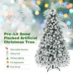 Costway 6ft/7.5ft/9ft Pre-Lit Premium Snow Flocked Hinged Artificial Christmas Tree with 250 Lights/450 Light/550 Lights -Northlight Christmas Store GUEST f2001dce 3ef0 40ac 859e 94f2fe3e1cf0