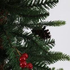 LuxenHome 5Ft Pre-Lit LED Artificial Slim Pine Christmas Tree with Pine Cones, Berries, and Red Wood Planter 17 LuxenHome 5Ft Pre-Lit LED Artificial Slim Pine Christmas Tree with Pine Cones, Berries, and Red Wood Planter -Northlight Christmas Store GUEST f239d9b0 c517 4b7d bddf d5793221729e