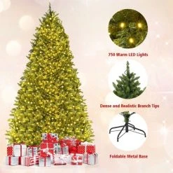 Tangkula 7.5'Artificial Green PVC Christmas Fir Tree Outdoor w/ Metal Stand and 700 LED Lights -Northlight Christmas Store GUEST f33306e2 5e2e 41c3 9944 e7cb62300b47