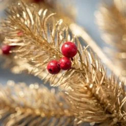 Sullivans Artificial Gold Pine Red Berry Stem Multicolor 33.5"H