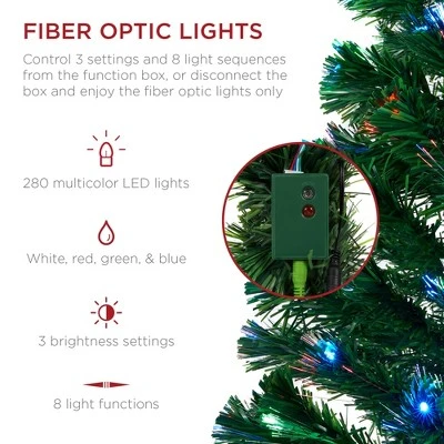 Best Choice Products 7ft Pre-Lit Fiber Optic Artificial Pine Christmas Tree w/ 280 Multicolored LED Lights, 8 Sequences 4 Best Choice Products 7ft Pre-Lit Fiber Optic Artificial Pine Christmas Tree w/ 280 Multicolored LED Lights, 8 Sequences - Image 2