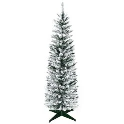 HOMCOM 59" Snow Flocked Artificial Pencil Christmas Tree, Slim Xmas Tree with Realistic Branches and Plastic Base Stand for Indoor Decoration 12 HOMCOM 59" Snow Flocked Artificial Pencil Christmas Tree, Slim Xmas Tree with Realistic Branches and Plastic Base Stand for Indoor Decoration -Northlight Christmas Store GUEST f44af0b0 12a1 4542 b7d7 5f801441d608