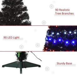 HOMCOM 35.5" Tall Pre-Lit Douglas Fir Artificial Christmas Tree with Realistic Branches, 90 Multi-Color LED Lights, Fiber Optics, and 90 Tips, Black -Northlight Christmas Store GUEST f4ab8e2d 6755 4c04 8ba2 beb0fe78f25c