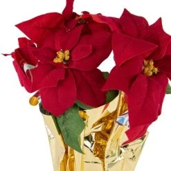 Northlight 16" Red Artificial Christmas Poinsettia Arrangement with Gold Wrapped Pot -Northlight Christmas Store GUEST f5e0f2b5 ac52 4c24 b25e 3663c216e5d7