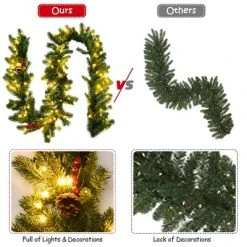 Costway 9Ft Pre-lit Artificial Christmas Garland Red Berries w/ 100 LED Lights & Timer -Northlight Christmas Store GUEST f633a69e 35c0 4aa5 a61e 6c1b85f36a2d