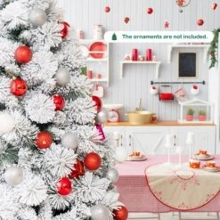 Costway 5ft/6ft/7ft Snow Flocked Hinged Artificial Slim Christmas Tree with Pine Needles -Northlight Christmas Store GUEST f669f78a 1033 4c03 a9f5 174ce6e609db