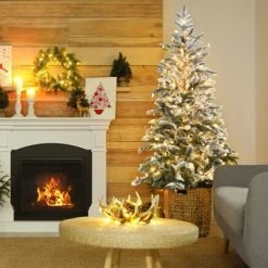 Tangkula 6ft Artificial Snow Flocked Pencil Christmas Tree Pre-Lit Faux-Pine Tree W/250 Warm White LED Lights -Northlight Christmas Store GUEST f68ce485 8eb6 4101 ac70 6db22168daae