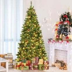 Costway 7Ft Pre-lit Hinged PE Artificial Christmas Tree w/ 350 LED Lights & Pine Cones 13 Costway 7Ft Pre-lit Hinged PE Artificial Christmas Tree w/ 350 LED Lights & Pine Cones -Northlight Christmas Store GUEST f75d657a 6de0 4f4e 8016 432ceb728f1d