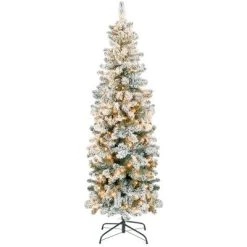 Best Choice Products Pre-Lit Artificial Snow Flocked Pencil Christmas Tree Holiday Decoration -Northlight Christmas Store GUEST f7945fa8 bf1b 4bbf b64a a058d291a5d9 3