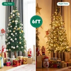 Costway 6ft Pre-Lit Artificial Hinged Pencil Christmas Tree w/250 Lights and Metal Stand -Northlight Christmas Store GUEST f8291cad 2135 45ba bb9d 8c0cf6331fa7