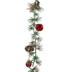 Melrose 40" Green Frosted Pine Cones and Bells Artificial Christmas Spray