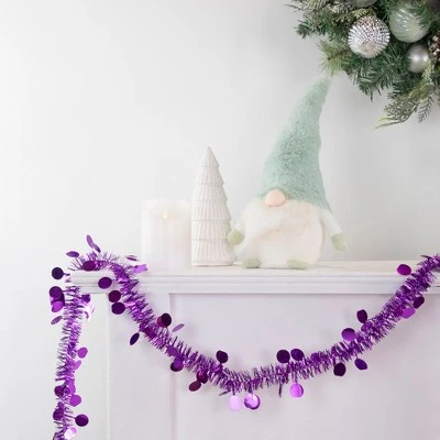 Northlight 50' x 1.5" Purple Tinsel Christmas Garland with Polka Dots - Unlit 3 Northlight 50' x 1.5" Purple Tinsel Christmas Garland with Polka Dots - Unlit
