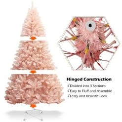 Costway 6ft/7ft Pink Christmas Tree Hinged Full Fir Tree Metal Season -Northlight Christmas Store GUEST f894ddf5 7c36 4ace aca1 2d68c5f3ca13