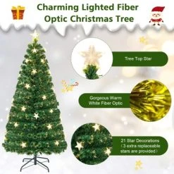 Tangkula 4/5/6/7 FT Artificial Christmas Tree Prelit Fiber Optic Xmas Tree w/ Warm White Lights 8 Light Modes -Northlight Christmas Store GUEST f8f1920c 2367 4f9b a3ef 5e657a94f1a9