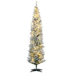 HOMCOM Pre-Lit Slim Noble Fir Artificial Christmas Tree with Realistic Branches, Warm White LED Lights and Tips, Green -Northlight Christmas Store GUEST f9bd5caa 3b13 4697 9fa1 77d2076e2c33