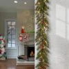 National Tree Company Pre-Lit Artificial Christmas Garland, Green, Frosted Berry Pine, With Pine Cones, Ball Ornaments, Plug In,9 Feet