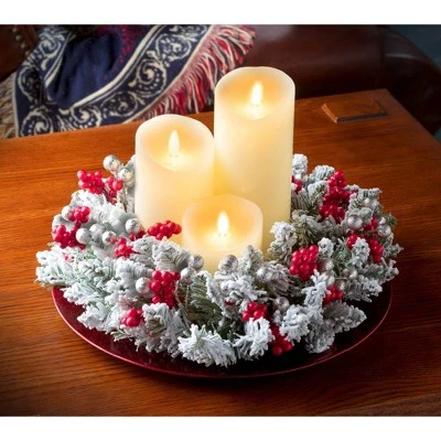 Haute Decor 2pk Frosted Adjustable Candle Ring Artificial Swag Silver 4 Haute Decor 2pk Frosted Adjustable Candle Ring Artificial Swag Silver - Image 2