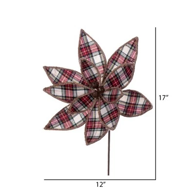 Vickerman 17" Glitter Poinsettia Stem 3 Vickerman 17" Glitter Poinsettia Stem