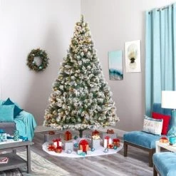 Nearly Natural 9-ft Flocked Oregon Pine Artificial Christmas Tree with 600 Clear Lights and 1580 Bendable Branches 12 Nearly Natural 9-ft Flocked Oregon Pine Artificial Christmas Tree with 600 Clear Lights and 1580 Bendable Branches -Northlight Christmas Store GUEST fc79cda9 9ca3 492a 80fc ee3d8f5913bb