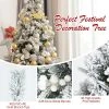 Tangkula Artificial Snow Flocked Christmas Tree, 5FT Hinged Christmas Tree W/ 405 Branch Tips