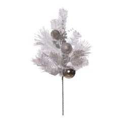 Transpac Artificial 22 in. White Christmas Decorative Spray