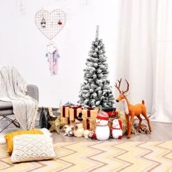 Costway 4.5Ft Unlit Hinged Snow Flocked Artificial Pencil Christmas Tree w/ 242 Branch -Northlight Christmas Store GUEST fd7ec0be ab63 4199 b7e9 cf9e479641a6