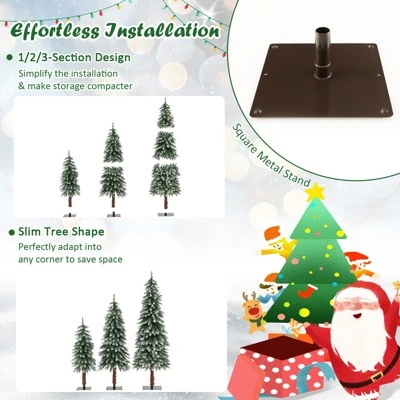 Costway Pre-Lit Christmas Tree Set of 3 Slim Artificial Lighted Xmas Decoration 3/4/5 FT 10 Costway Pre-Lit Christmas Tree Set of 3 Slim Artificial Lighted Xmas Decoration 3/4/5 FT - Image 8