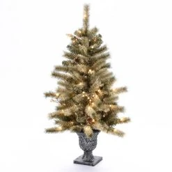 LuxenHome Set of 2 4Ft Pre-Lit LED Artificial Flocked Pine Christmas Tree with Pine Cones and Urn Pot -Northlight Christmas Store GUEST fe3b9f39 ad2a 4ebf 83c3 efd4e29b206f