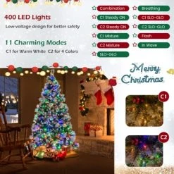 Costway 7 FT Pre-Lit Artificial Christmas Tree Hinged with Pine Needles 400 LED Lights -Northlight Christmas Store GUEST fe582d69 9dcb 421e bbe9 f985e0aa94fd