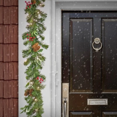 National Tree Company First Traditions Pre-Lit Christmas Evergeen Garland with Pinecones and Berries, Warm White LED Lights, Plug In, 6 ft 3 National Tree Company First Traditions Pre-Lit Christmas Evergeen Garland with Pinecones and Berries, Warm White LED Lights, Plug In, 6 ft