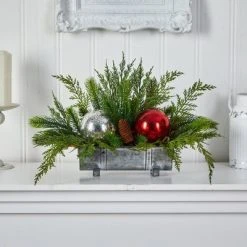 Nearly Natural 18-in Holiday Winter Cedar Pine Artificial Table Christmas Arrangement with Ornaments, Home Décor -Northlight Christmas Store GUEST fe93d6c3 b29e 4435 ab62 5c150dde01b0