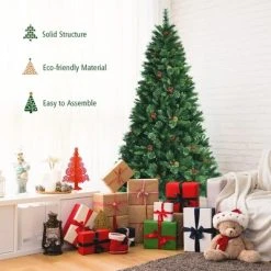 Costway 7ft Pre-lit Hinged Artificial Christmas Tree w/ Pine Cones & Red Berries -Northlight Christmas Store GUEST fe95f9e4 5959 4262 8204 3d4003da6a75