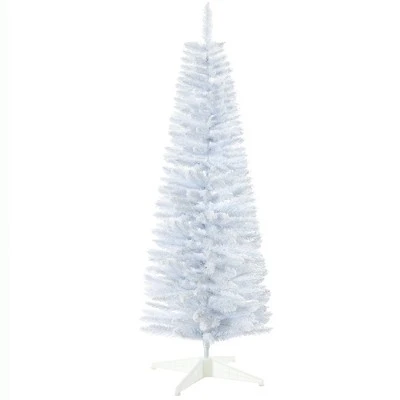 HOMCOM 59" Snow Flocked Artificial Pencil Christmas Tree, Slim Xmas Tree with Realistic Branches and Plastic Base Stand for Indoor Decoration 10 HOMCOM 59" Snow Flocked Artificial Pencil Christmas Tree, Slim Xmas Tree with Realistic Branches and Plastic Base Stand for Indoor Decoration - Image 8